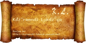 Körmendi Lukács névjegykártya